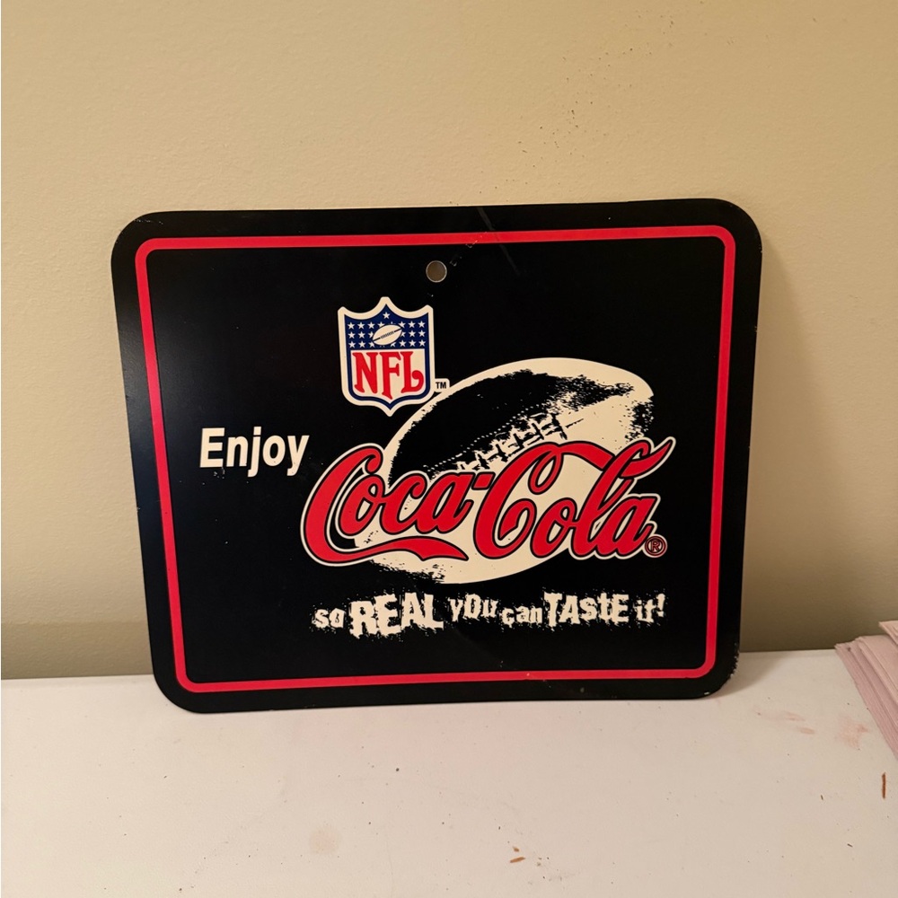 Coca-Cola NFL Sign in Red, Black, and White
